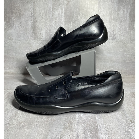 Prada Shoes Mens Size 11 Leather Slip On Loafers Made In Italy Dress Casual - Picture 1 of 16